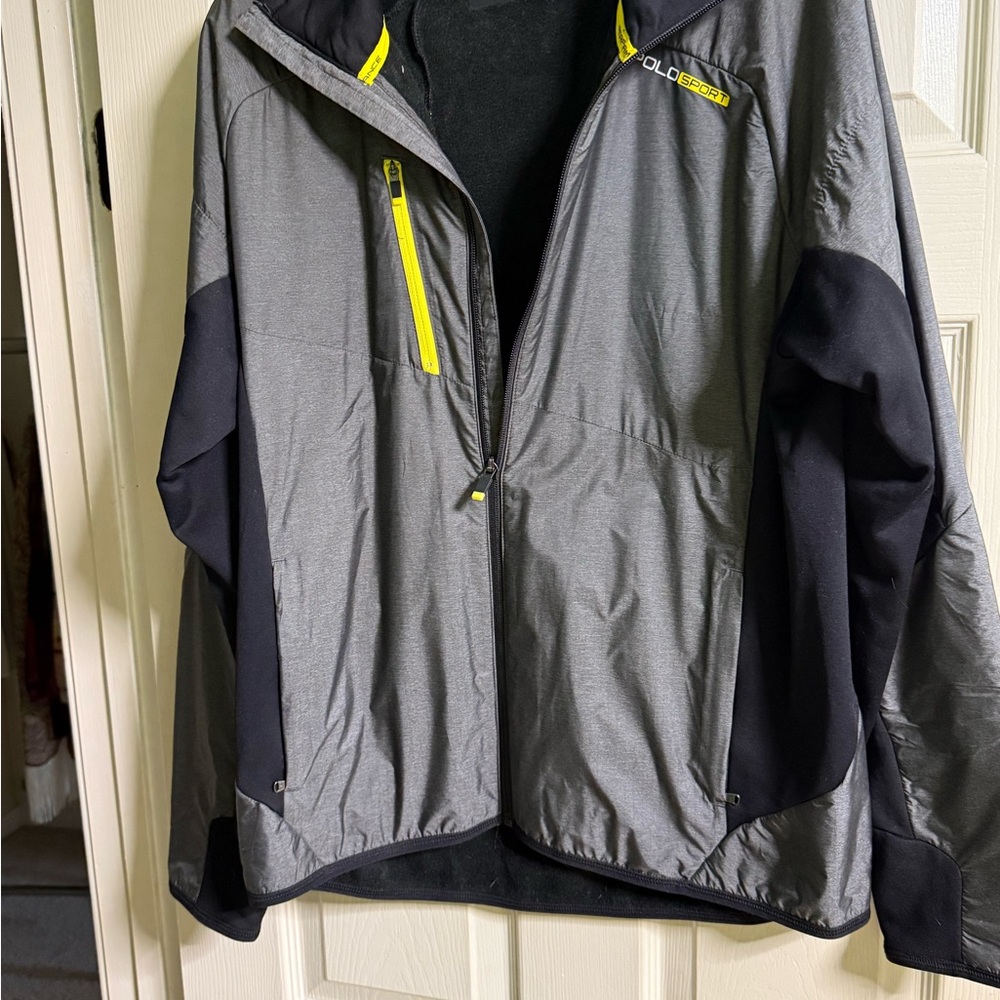 Polo by Ralph Lauren Gray and Black Performance Jacket with Yellow Accents
